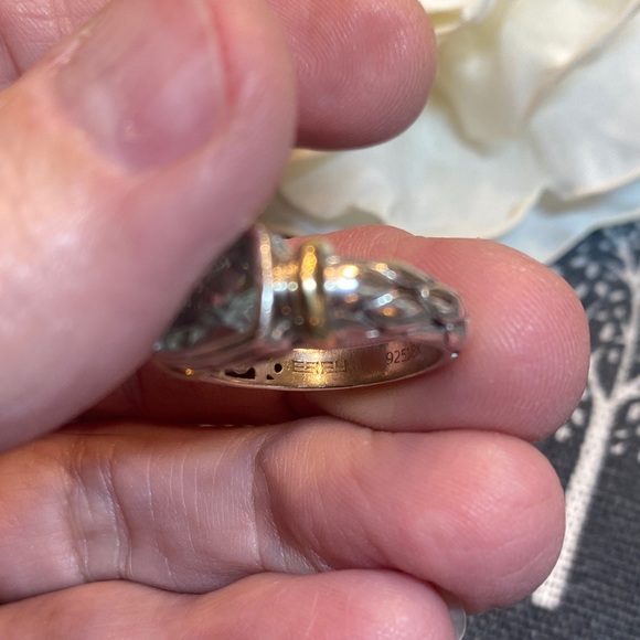 Effy Sterling Silver and 18K Ring with Light Green Gemstone😍Very Pretty! - Picture 8 of 11